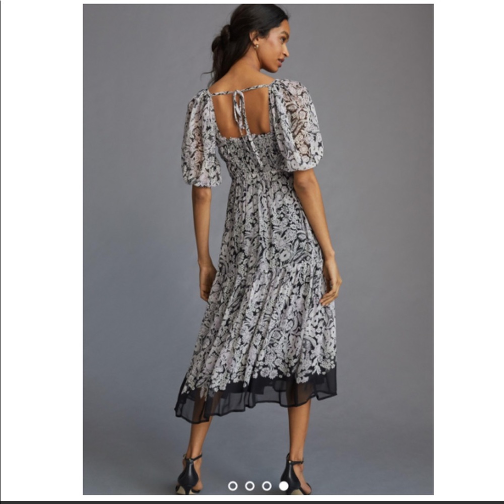 NWT By Anthropologie Squareneck Smocked Midi Dress - Picture 4 of 6